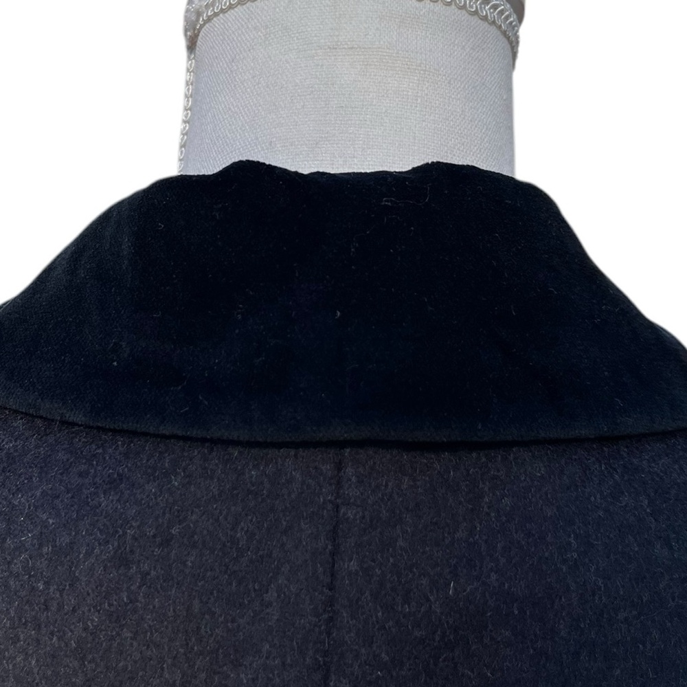 Liz Claiborne 100% Wool Long Coat Petite 12P Velvet Trim Double Breasted - Picture 10 of 17